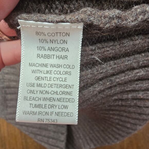 Women's Sarsaparilla Brown Cable Knit Fur Blend Tunic Sweater | Size Medium - Picture 10 of 10